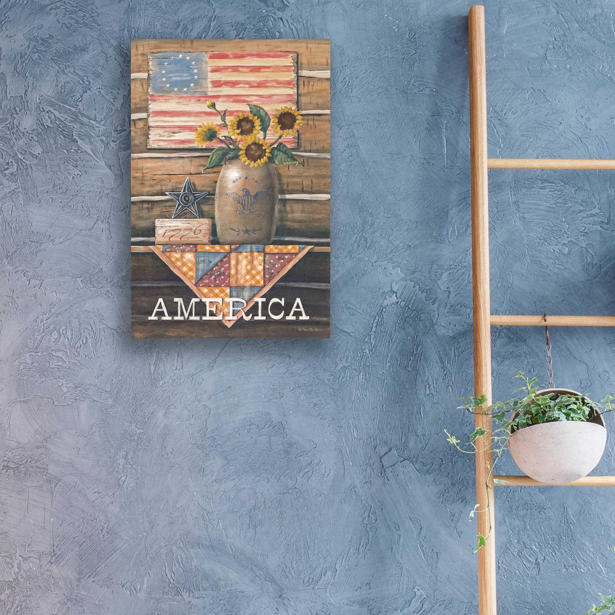 Epic Art 'Rustic America' by Pam Britton, Acrylic Glass Wall Art,16x24