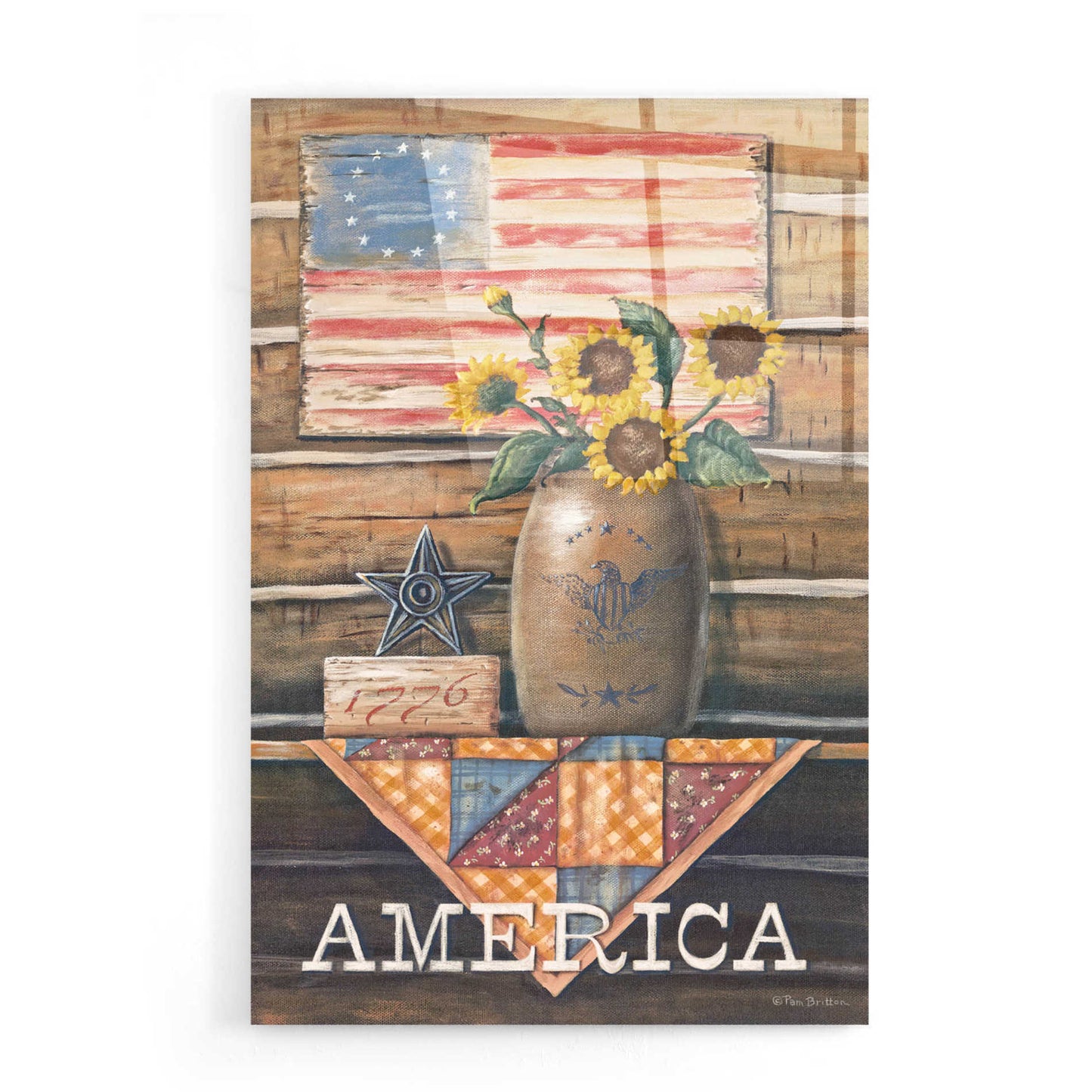 Epic Art 'Rustic America' by Pam Britton, Acrylic Glass Wall Art,16x24