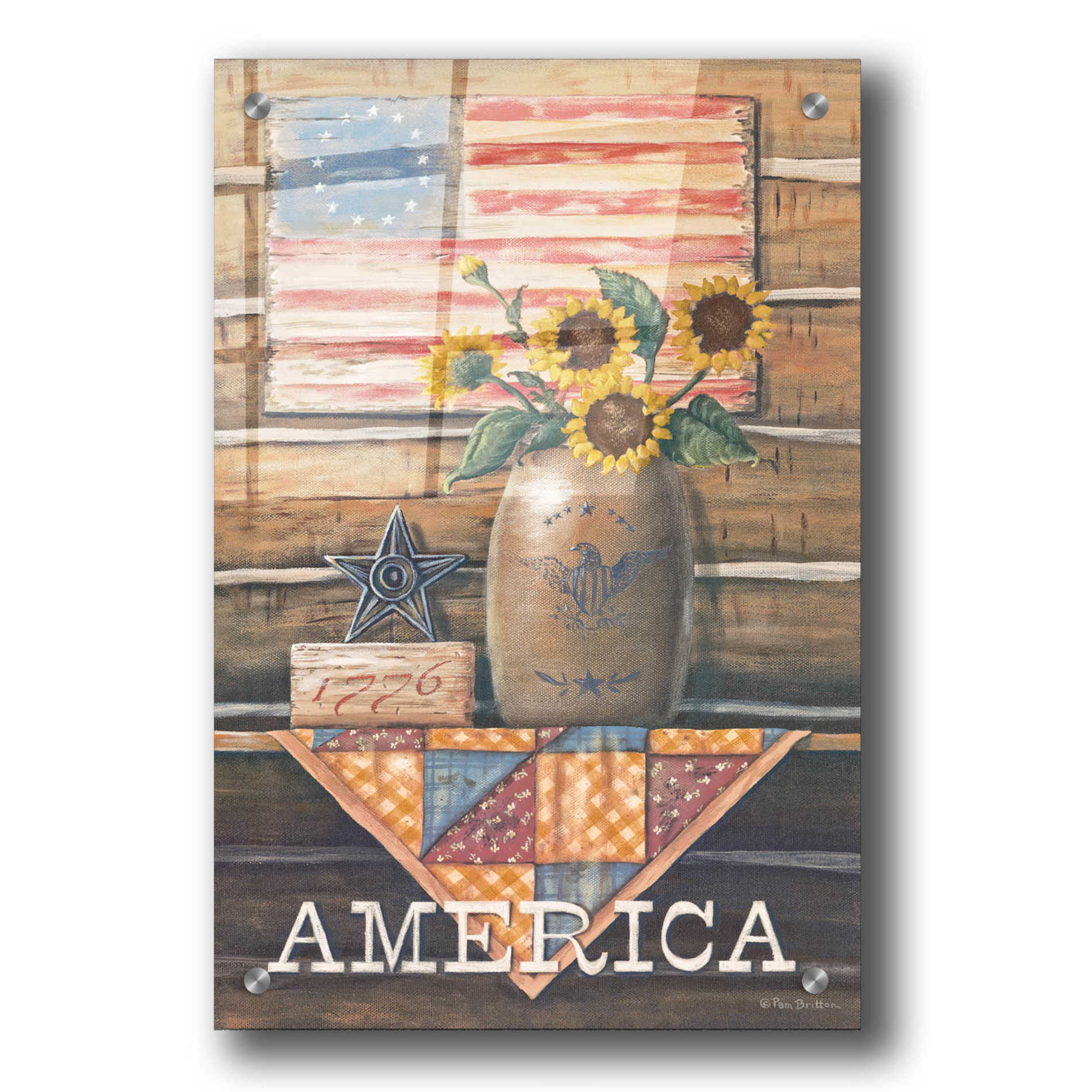 Epic Art 'Rustic America' by Pam Britton, Acrylic Glass Wall Art,24x36
