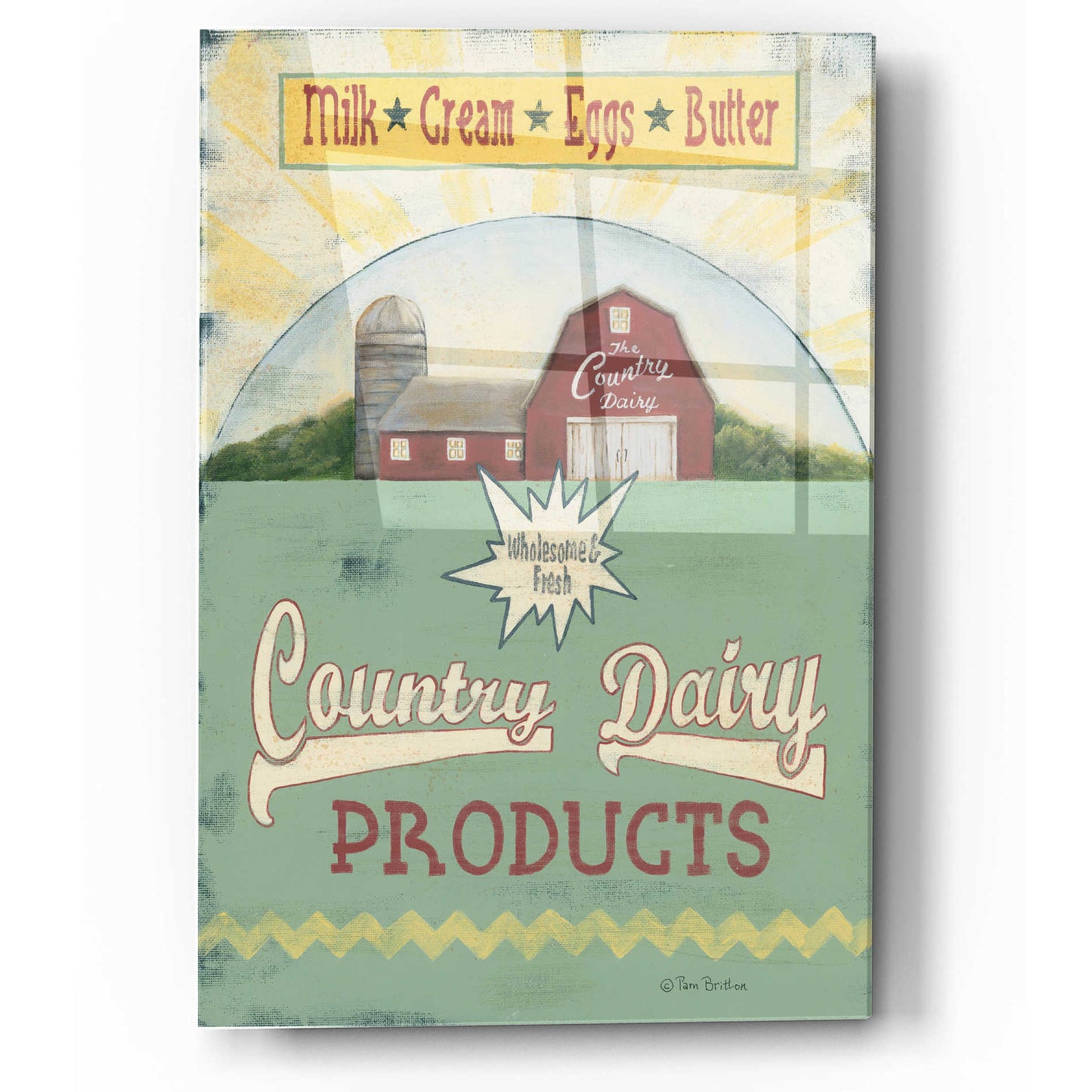 Epic Art 'Country Dairy' by Pam Britton, Acrylic Glass Wall Art,12x16