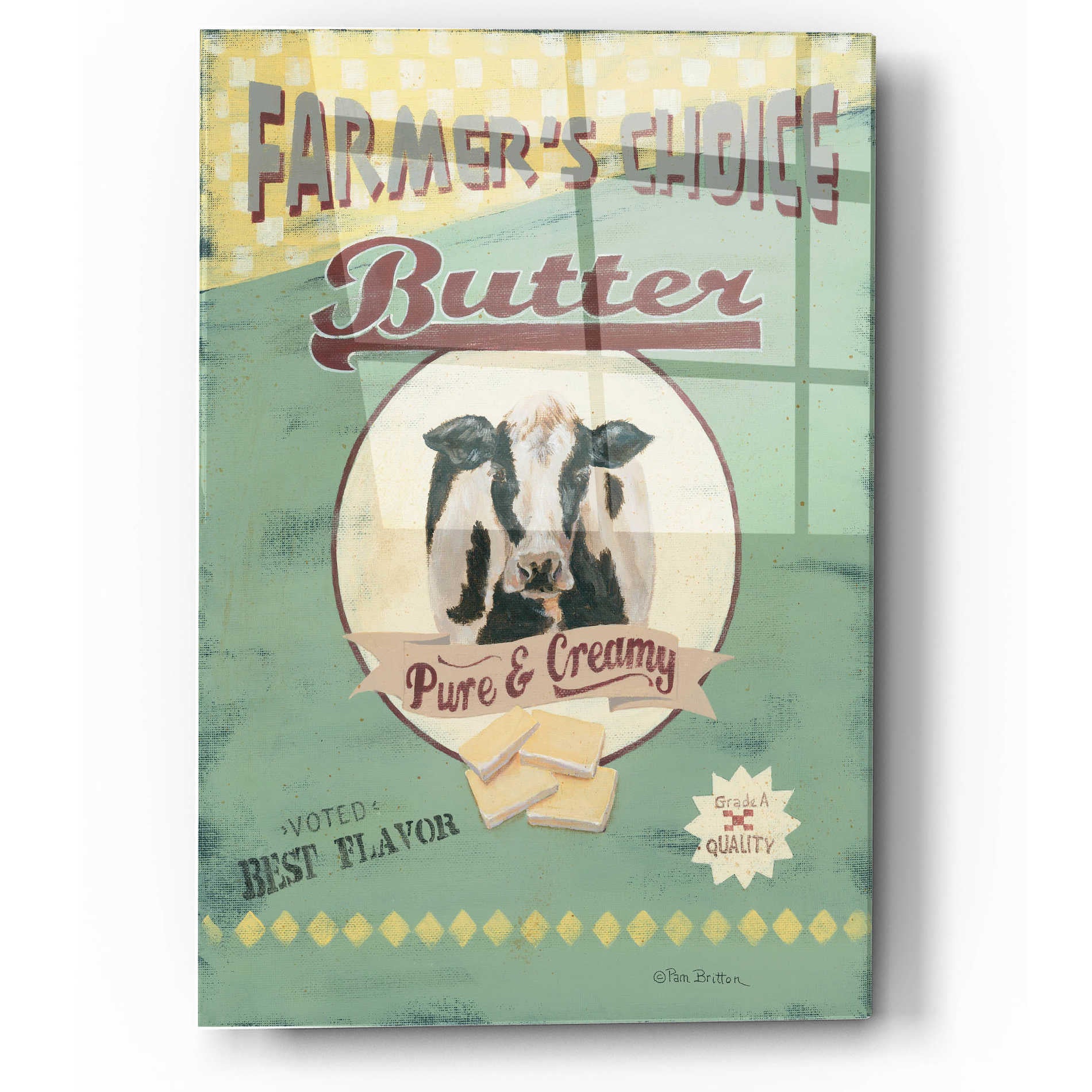 Epic Art 'Farmer's Choice Butter' by Pam Britton, Acrylic Glass Wall Art,12x16