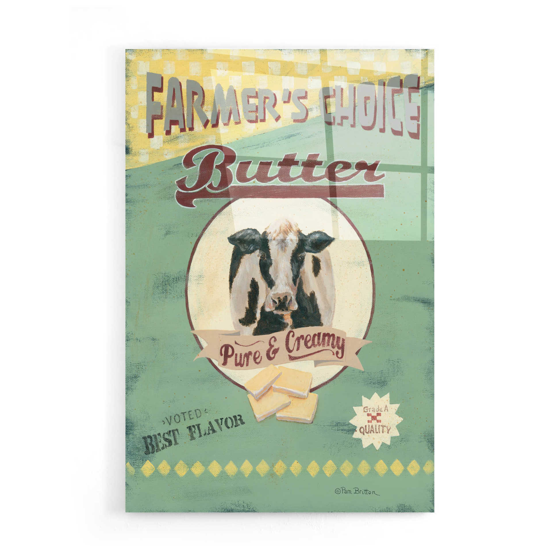 Epic Art 'Farmer's Choice Butter' by Pam Britton, Acrylic Glass Wall Art,16x24