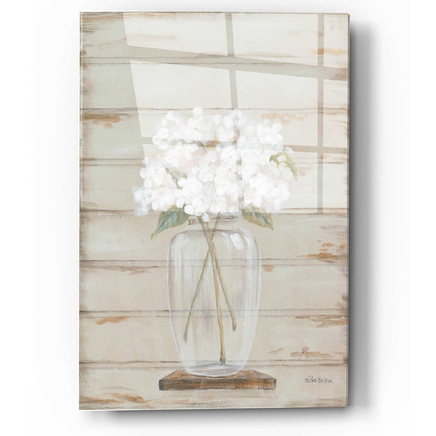 Epic Art 'Hydrangeas in Vase' by Pam Britton, Acrylic Glass Wall Art,12x16