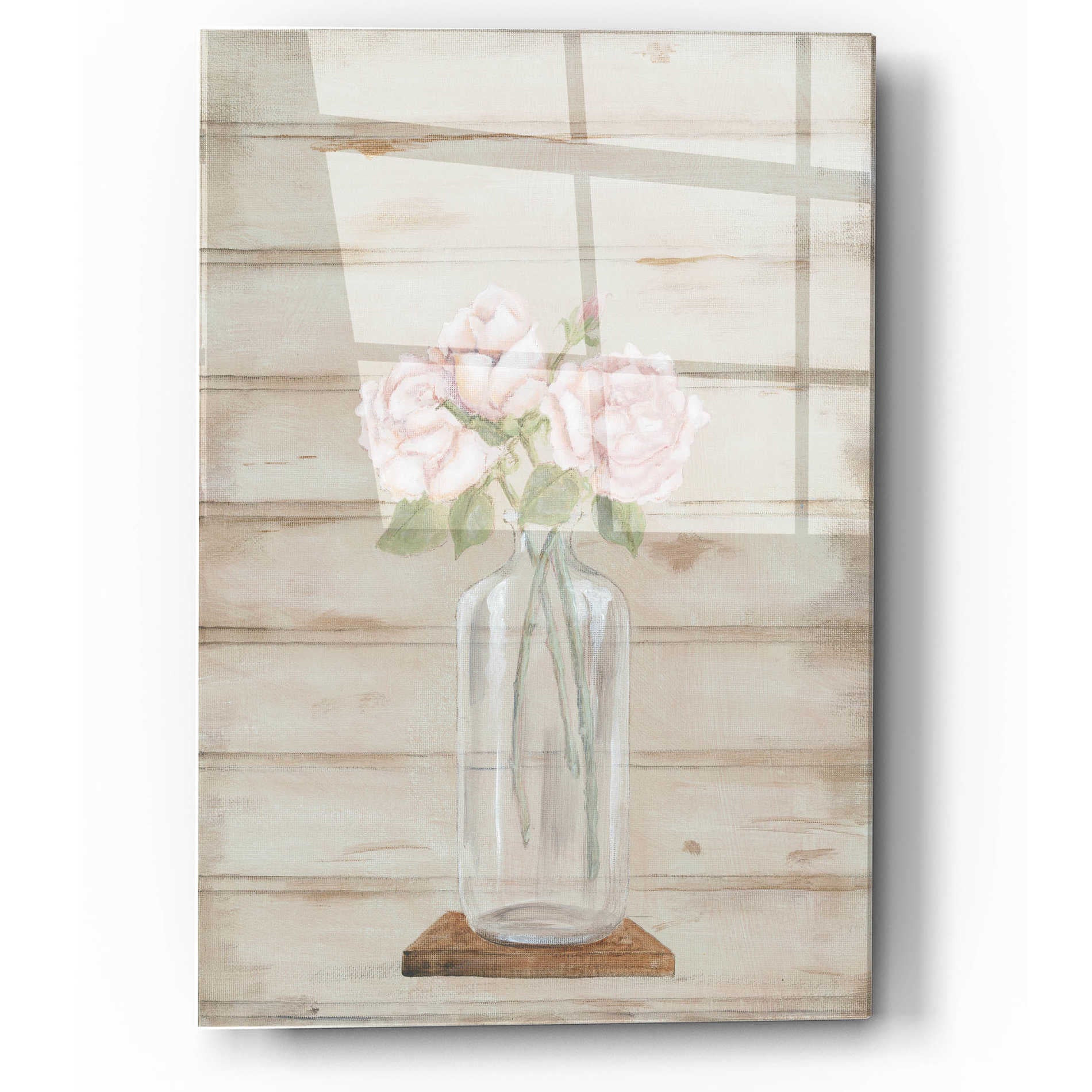 Epic Art 'Roses in Glass Vase' by Pam Britton, Acrylic Glass Wall Art,12x16