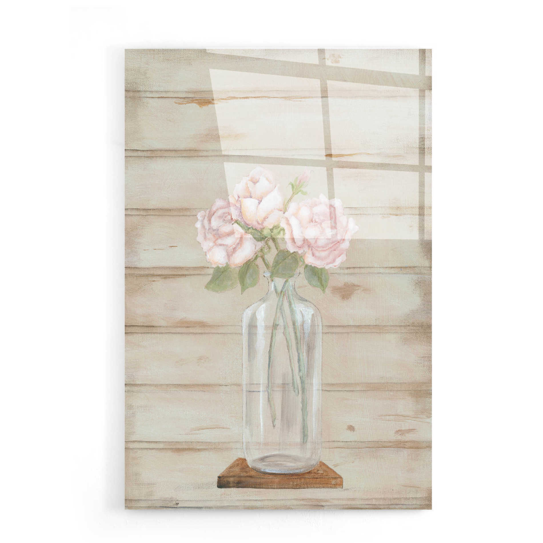 Epic Art 'Roses in Glass Vase' by Pam Britton, Acrylic Glass Wall Art,16x24