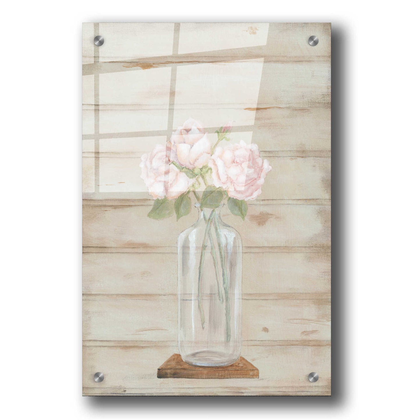 Epic Art 'Roses in Glass Vase' by Pam Britton, Acrylic Glass Wall Art,24x36