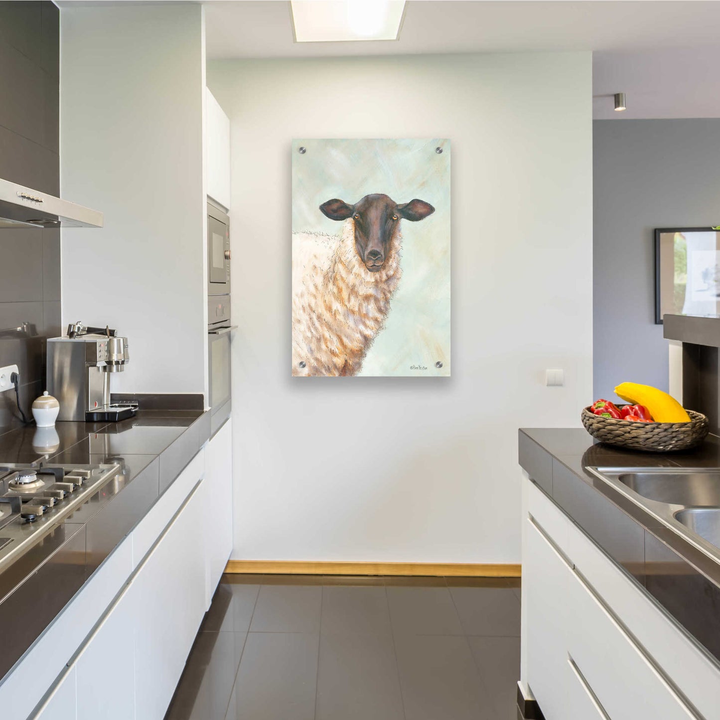 Epic Art 'Farm Sheep' by Pam Britton, Acrylic Glass Wall Art,24x36