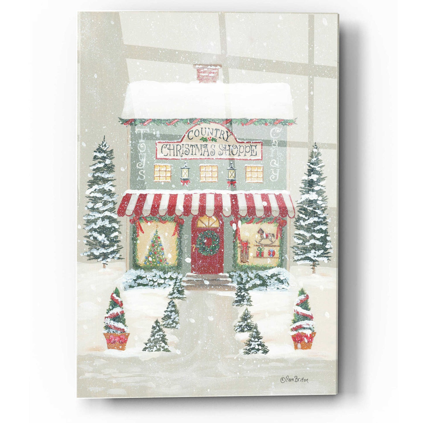 Epic Art 'Country Christmas Shoppe' by Pam Britton, Acrylic Glass Wall Art,12x16
