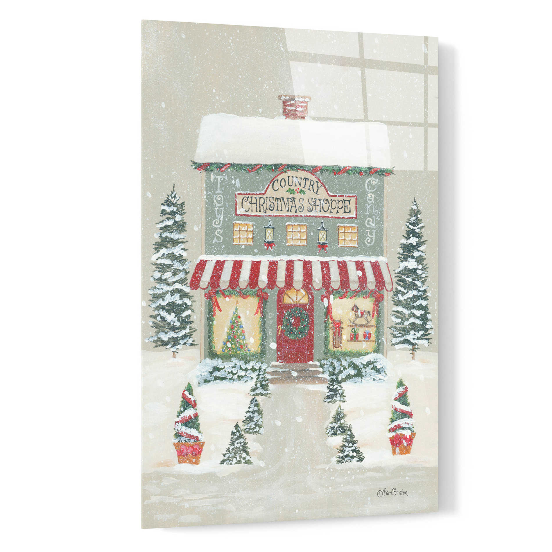 Epic Art 'Country Christmas Shoppe' by Pam Britton, Acrylic Glass Wall Art,16x24