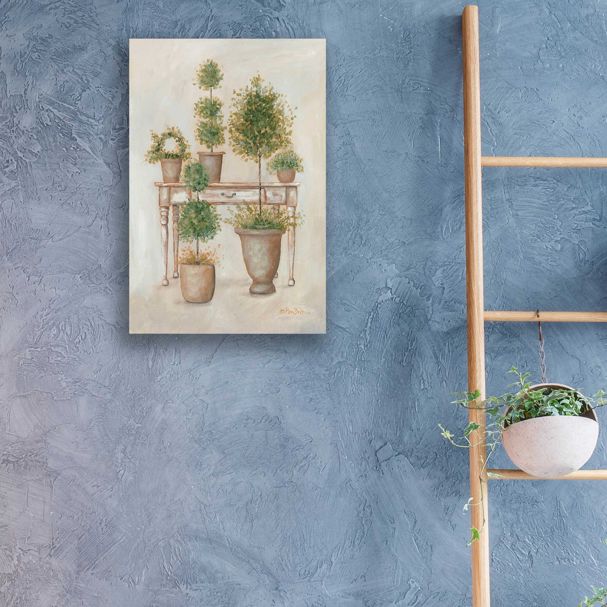 Epic Art 'Potting Bench & Topiaries II' by Pam Britton, Acrylic Glass Wall Art,16x24