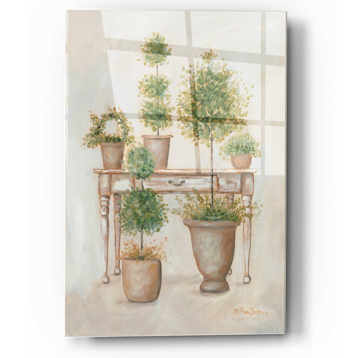 Epic Art 'Potting Bench & Topiaries II' by Pam Britton, Acrylic Glass Wall Art