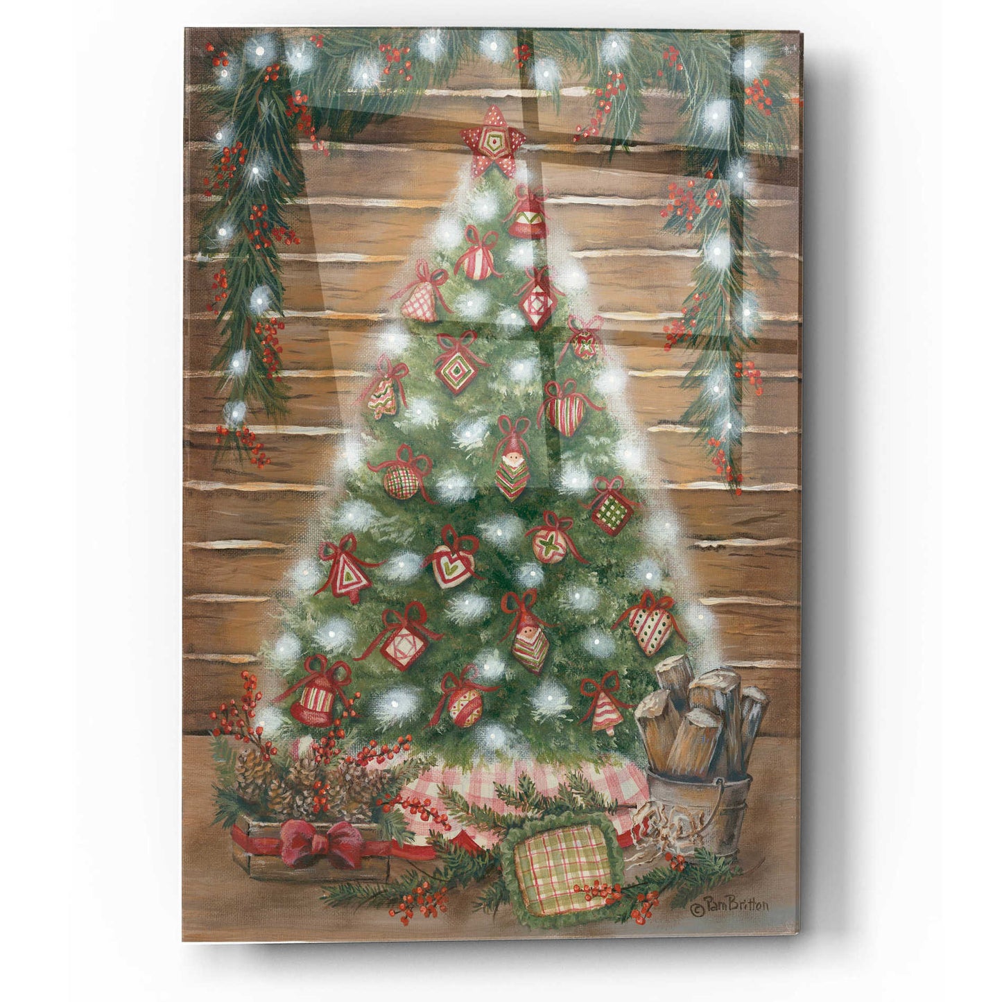 Epic Art 'A Log Cabin Christmas' by Pam Britton, Acrylic Glass Wall Art,12x16