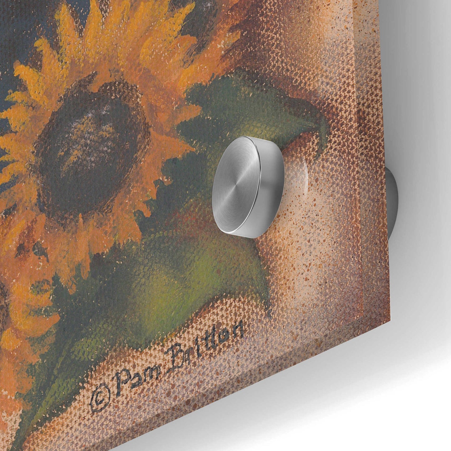 Epic Art 'Welcome Pineapple & Sunflowers' by Pam Britton, Acrylic Glass Wall Art,24x36