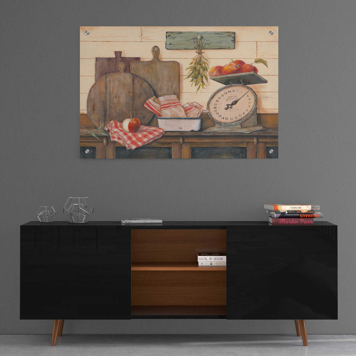 Epic Art 'Apples and Tea Towels II' by Pam Britton, Acrylic Glass Wall Art,36x24