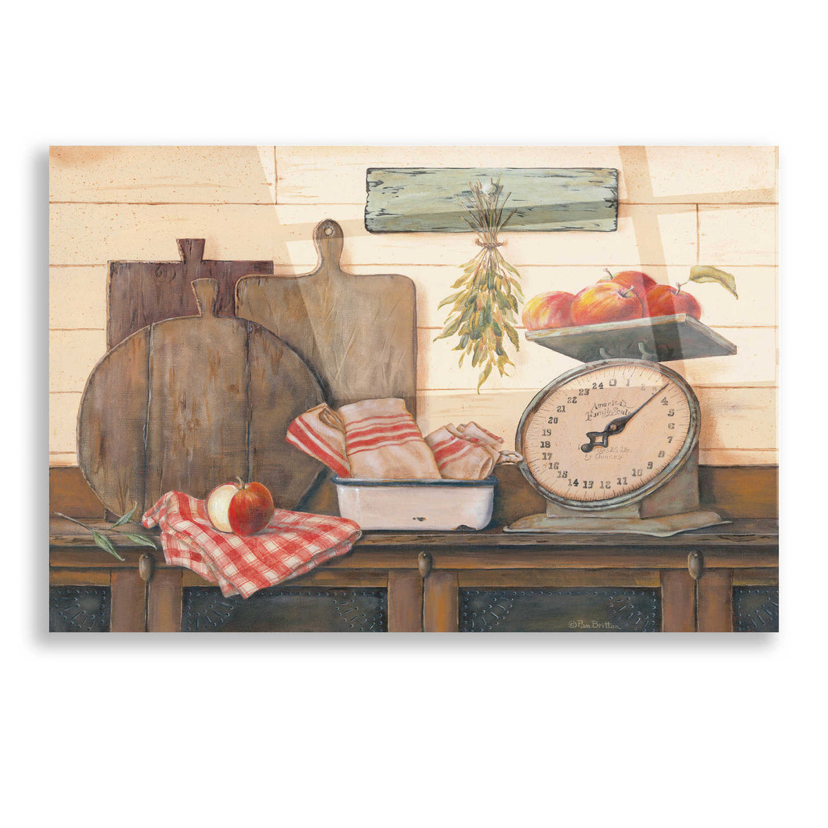 Epic Art 'Apples and Tea Towels II' by Pam Britton, Acrylic Glass Wall Art