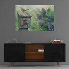 Epic Art 'Wrens & Lilacs' by Pam Britton, Acrylic Glass Wall Art,36x24