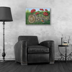 Epic Art 'Robin & Germaniums' by Pam Britton, Acrylic Glass Wall Art,24x16