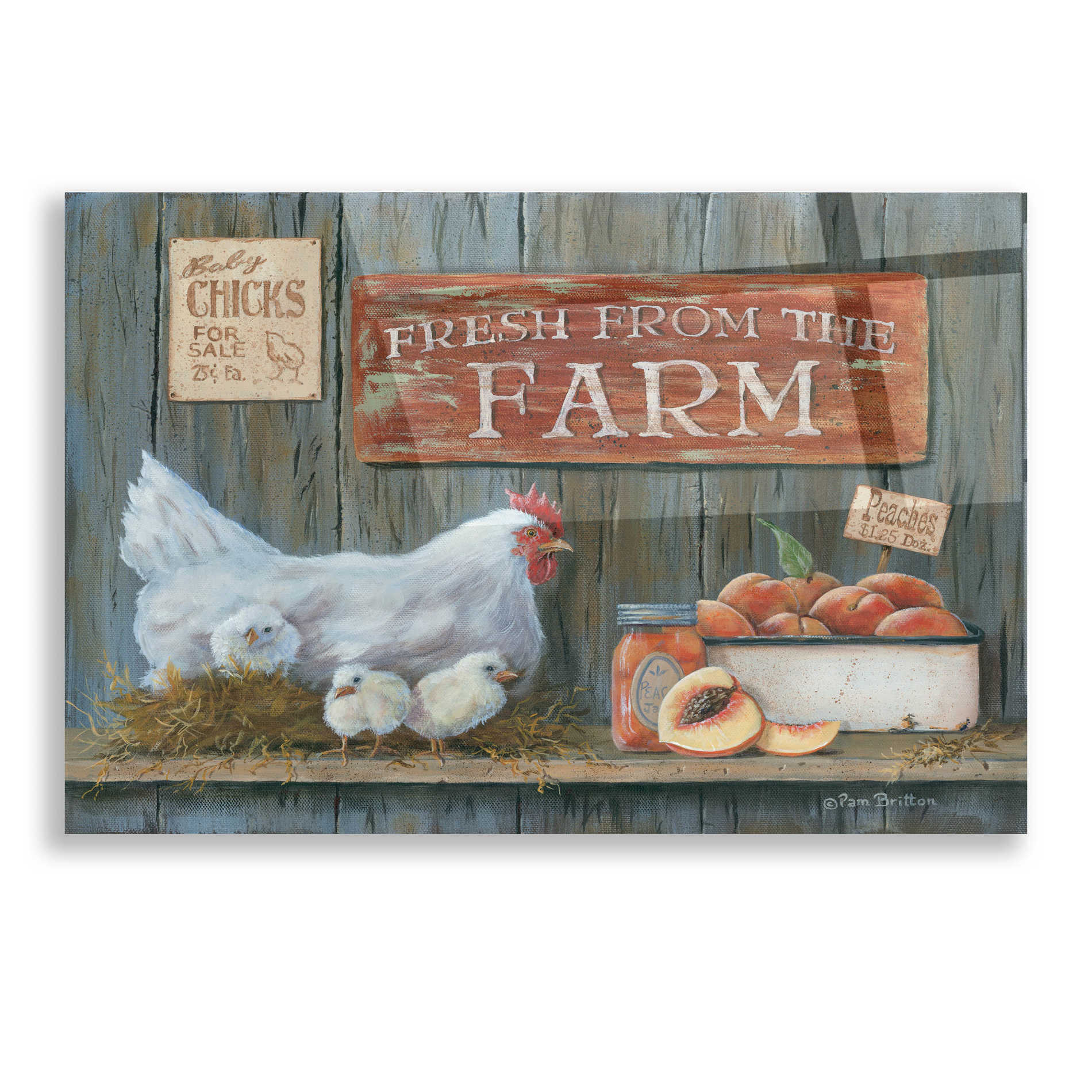 Epic Art 'Fresh from the Farm' by Pam Britton, Acrylic Glass Wall Art,16x12