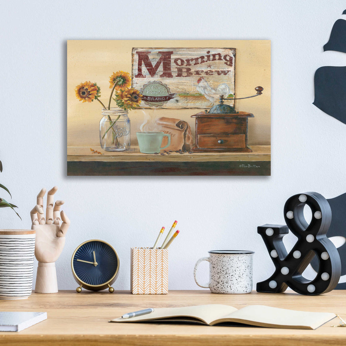 Epic Art 'Morning Brew' by Pam Britton, Acrylic Glass Wall Art,16x12