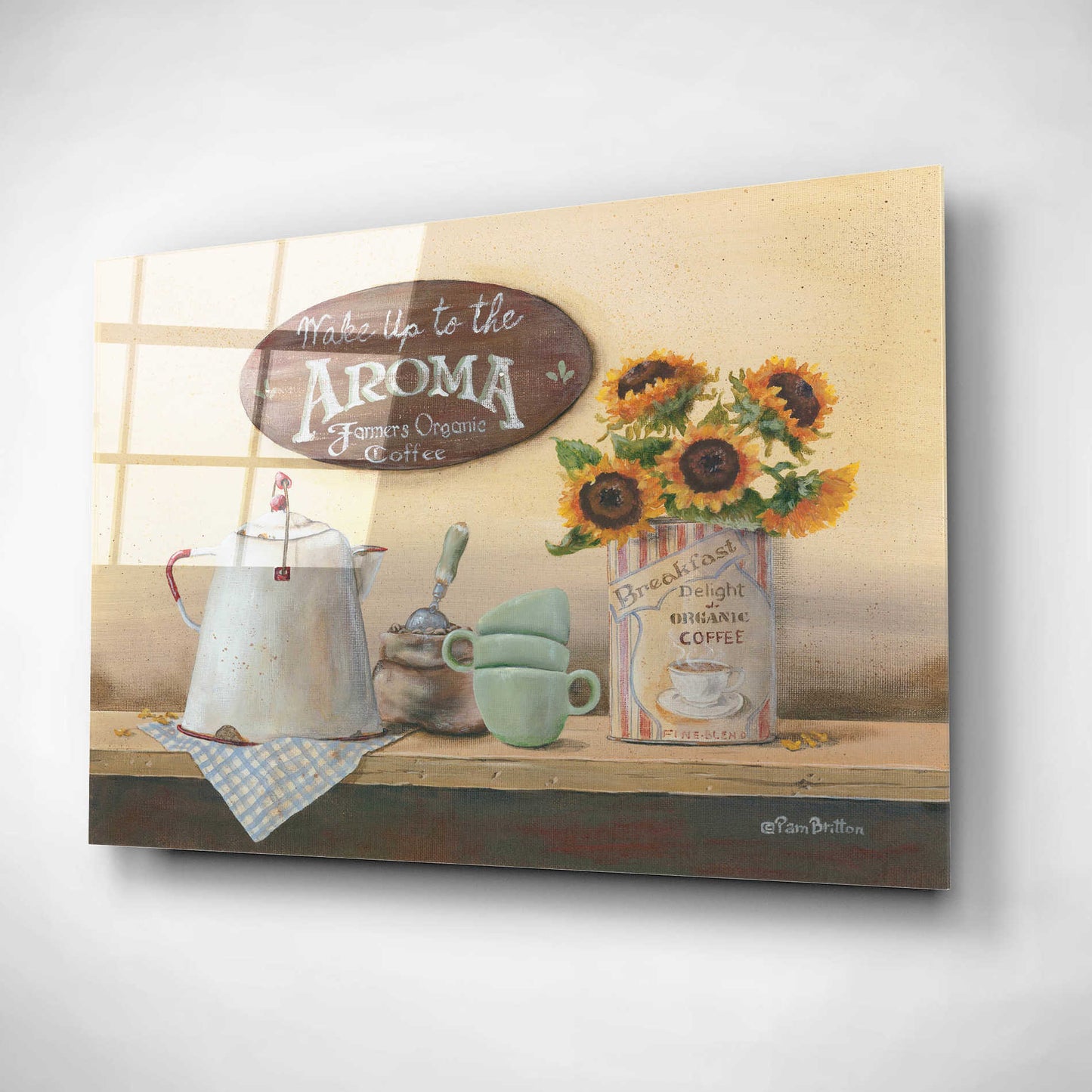 Epic Art 'Wake Up to the Aroma' by Pam Britton, Acrylic Glass Wall Art,16x12