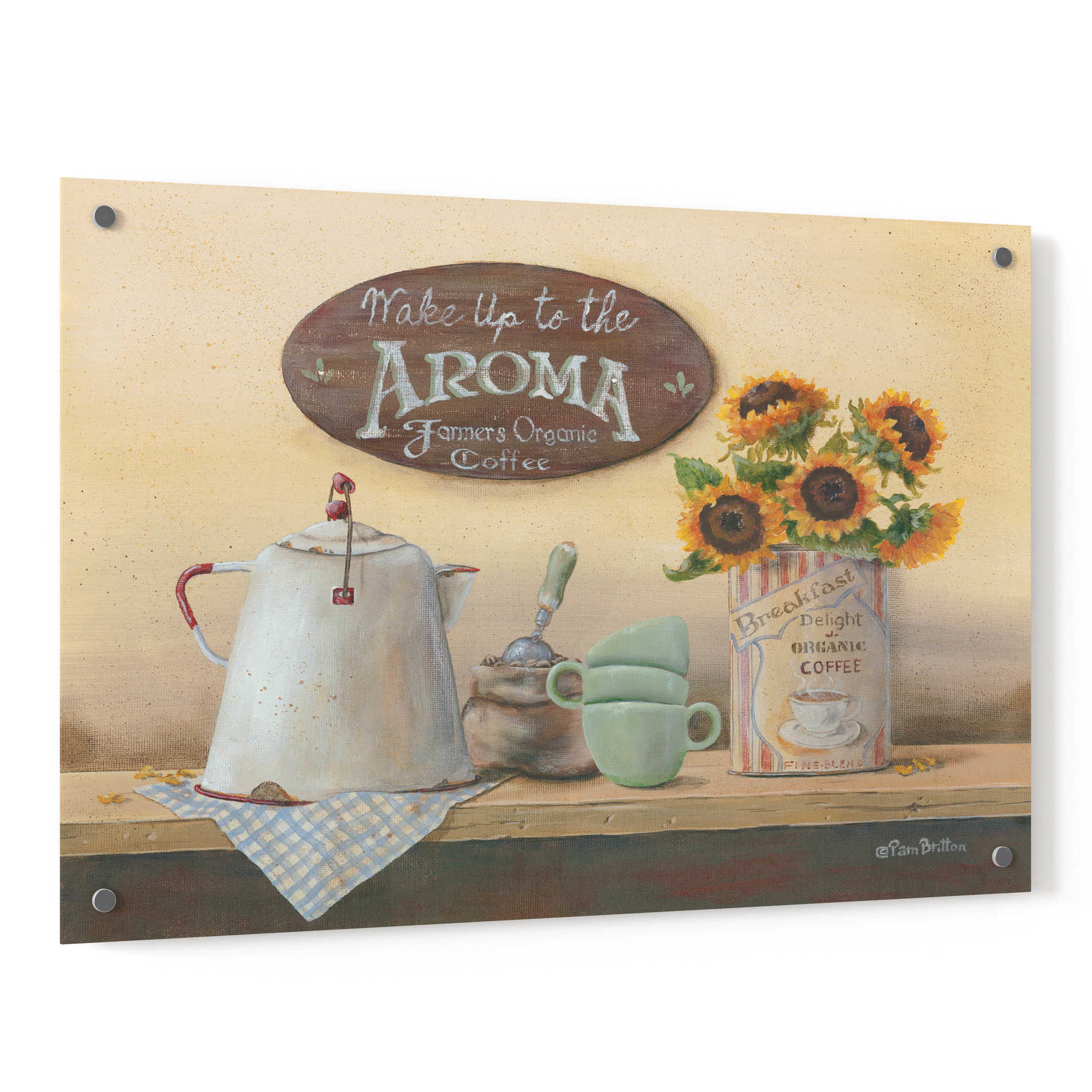 Epic Art 'Wake Up to the Aroma' by Pam Britton, Acrylic Glass Wall Art,36x24