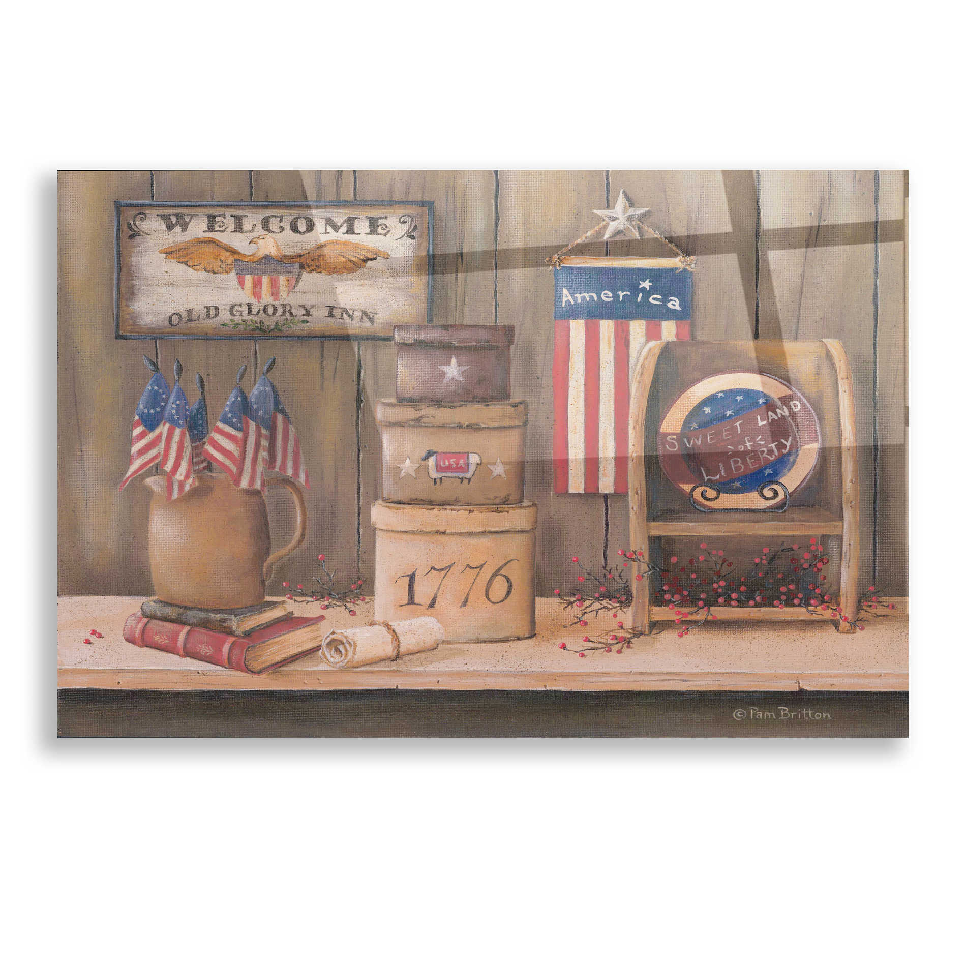 Epic Art 'Sweet Land of Liberty' by Pam Britton, Acrylic Glass Wall Art,16x12