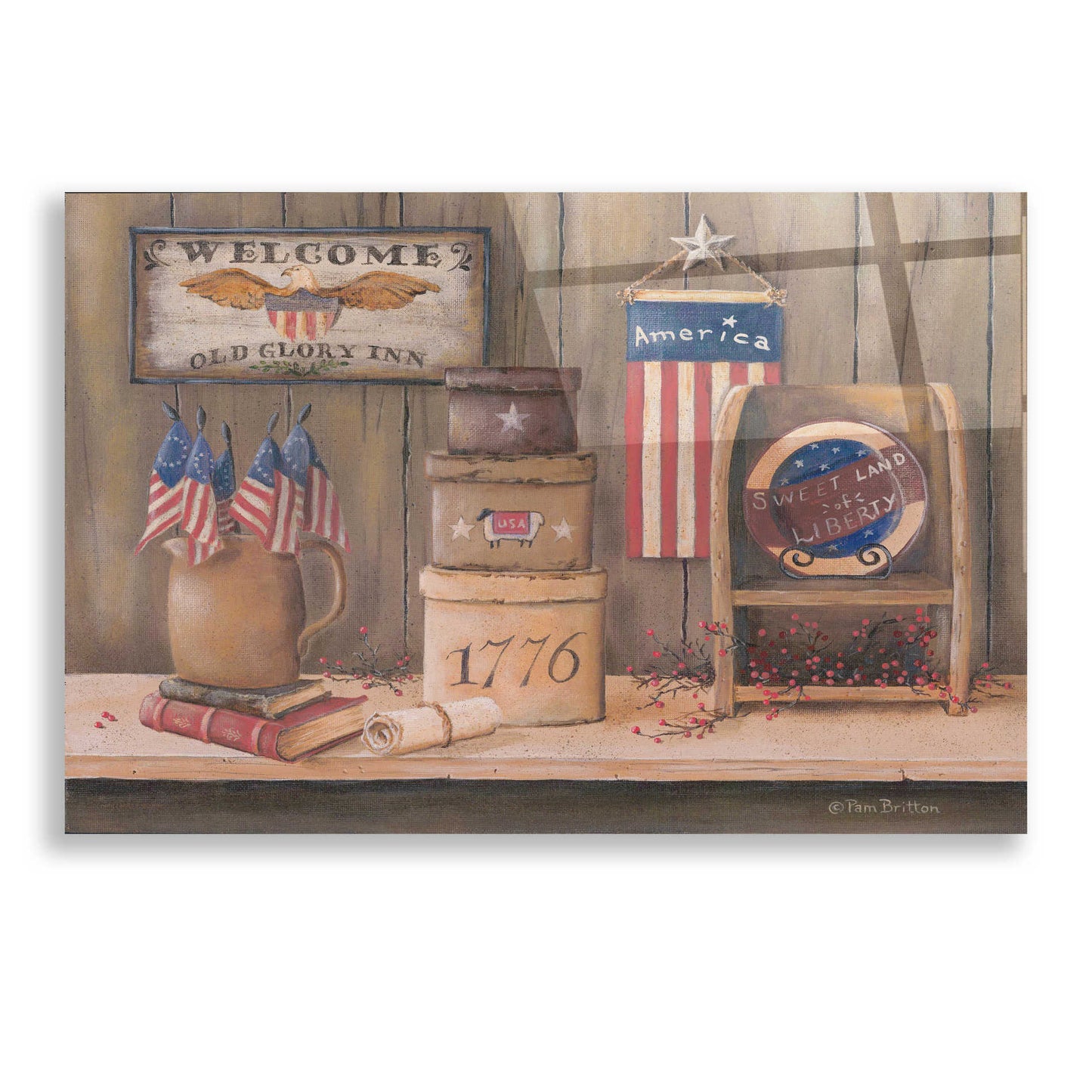 Epic Art 'Sweet Land of Liberty' by Pam Britton, Acrylic Glass Wall Art,24x16