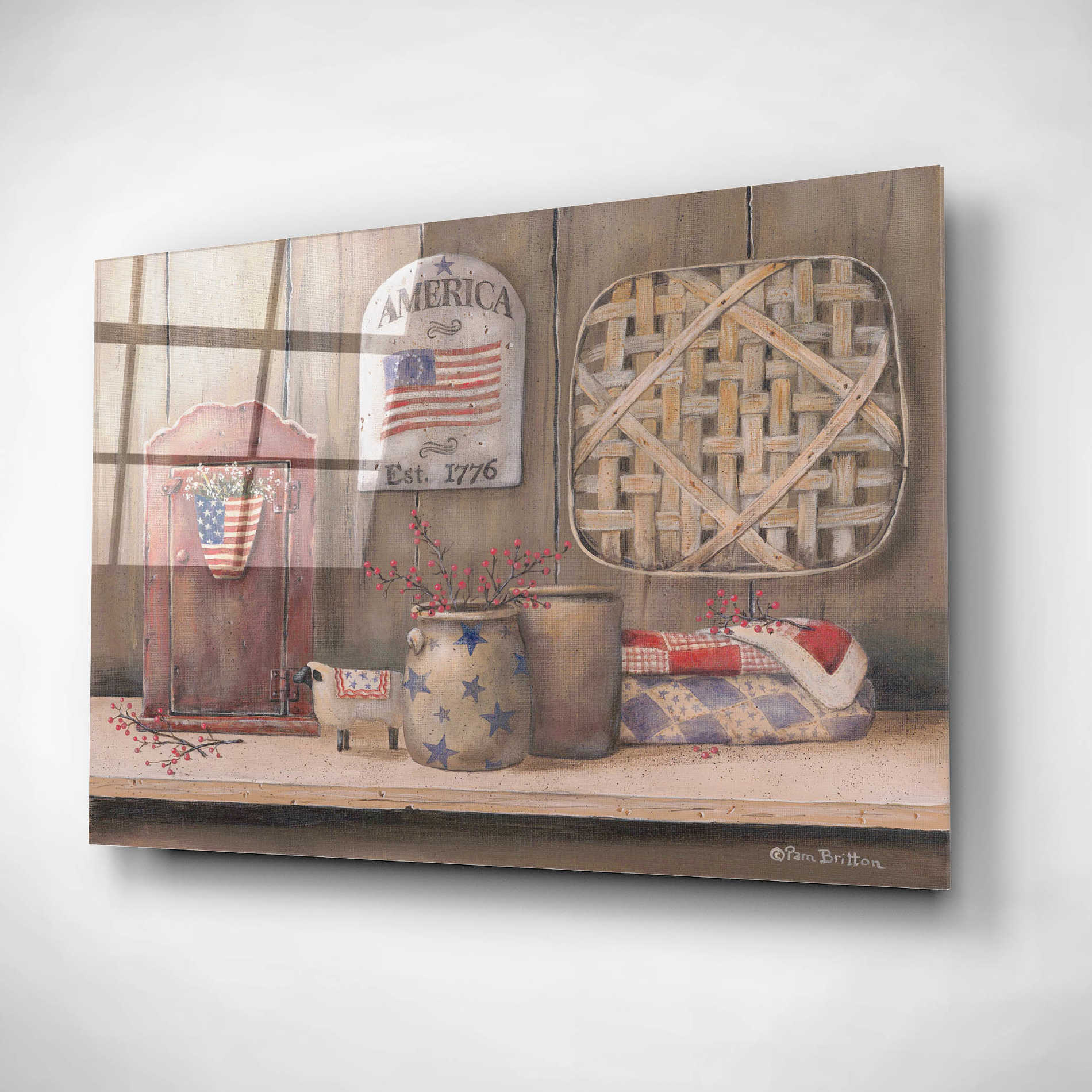 Epic Art 'America Est. 1776' by Pam Britton, Acrylic Glass Wall Art,24x16