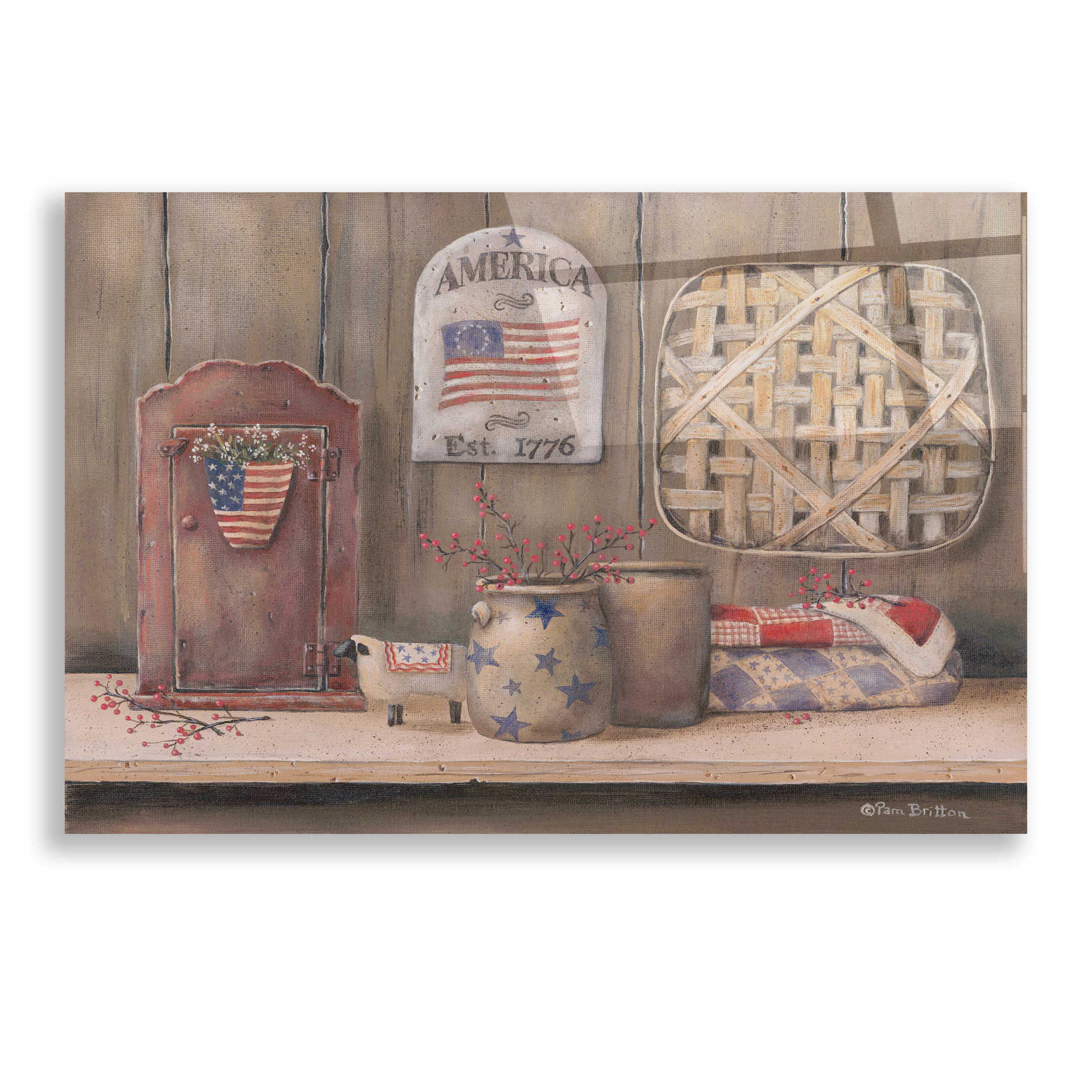 Epic Art 'America Est. 1776' by Pam Britton, Acrylic Glass Wall Art,24x16