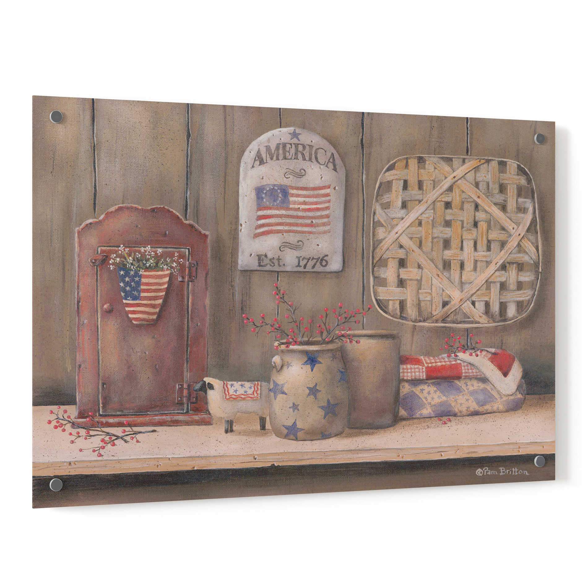 Epic Art 'America Est. 1776' by Pam Britton, Acrylic Glass Wall Art,36x24
