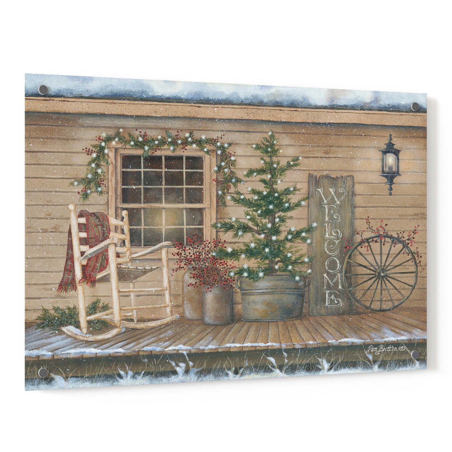 Epic Art 'Winter Country Porch' by Pam Britton, Acrylic Glass Wall Art,36x24