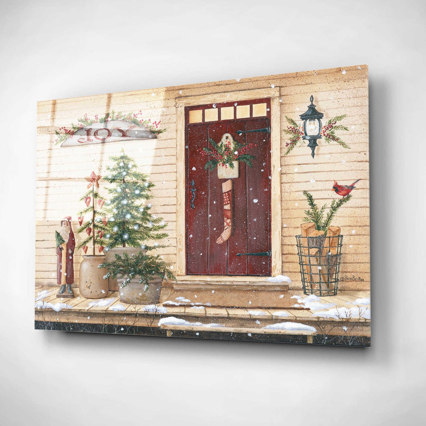 Epic Art 'Folk Art Santa Porch' by Pam Britton, Acrylic Glass Wall Art,16x12