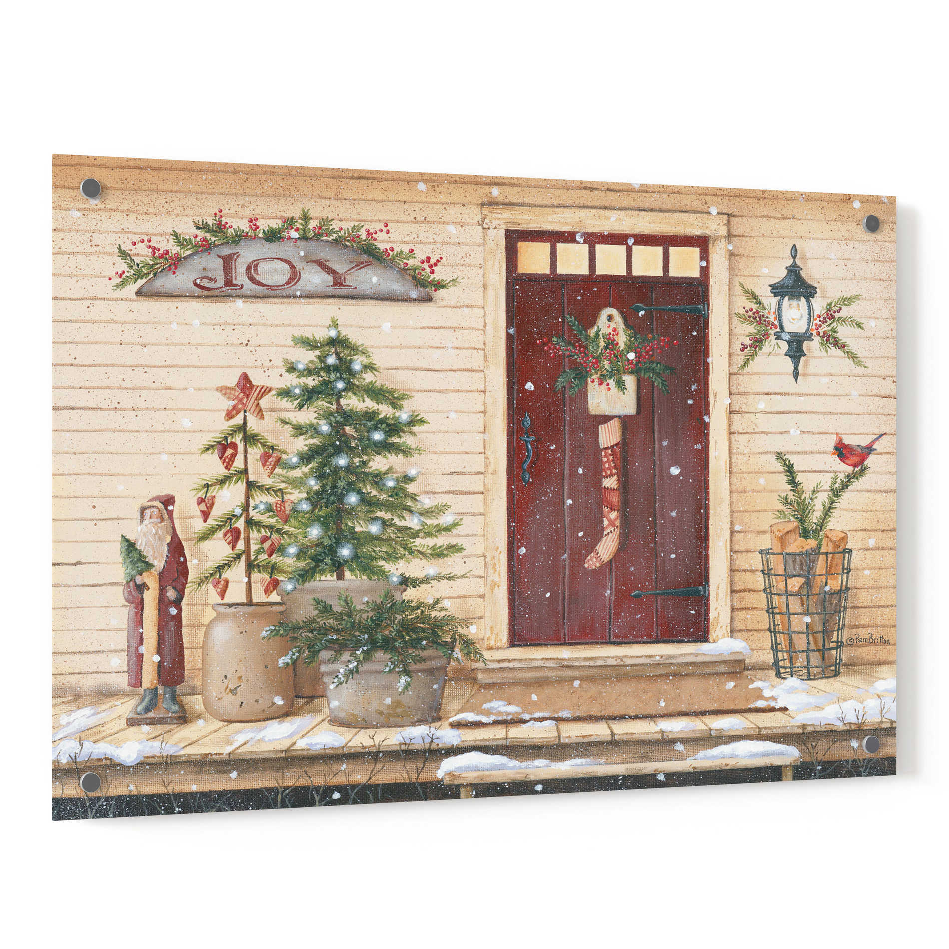 Epic Art 'Folk Art Santa Porch' by Pam Britton, Acrylic Glass Wall Art,36x24