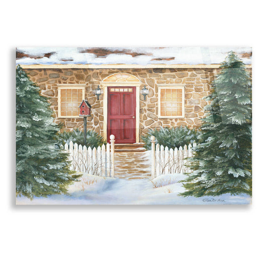 Epic Art 'Stone Cottage Winter Beauty' by Pam Britton, Acrylic Glass Wall Art