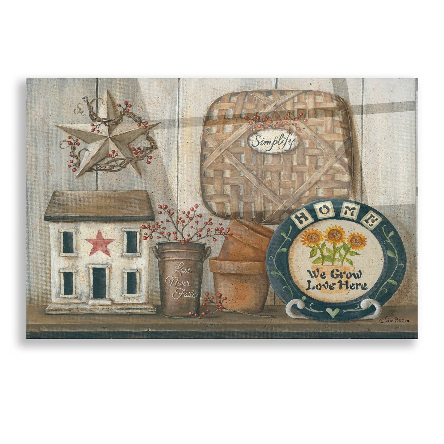 Epic Art 'Home Country Shelf' by Pam Britton, Acrylic Glass Wall Art,16x12