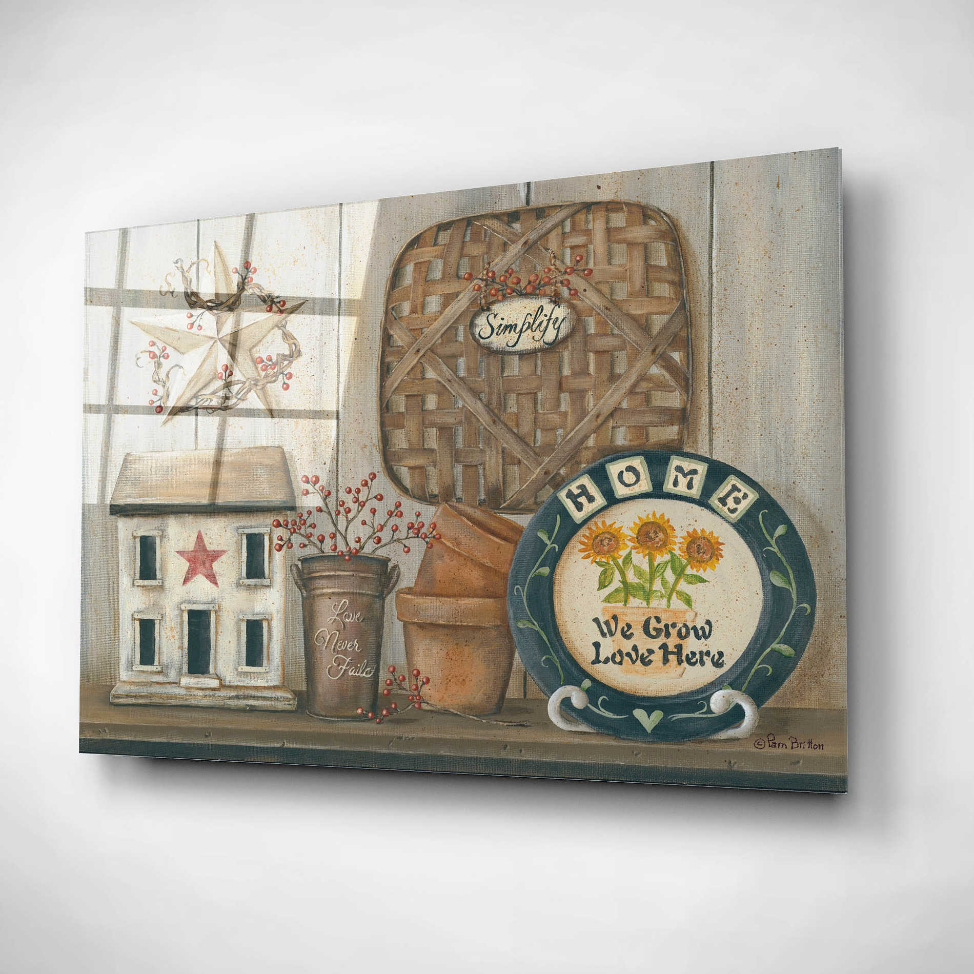 Epic Art 'Home Country Shelf' by Pam Britton, Acrylic Glass Wall Art,24x16