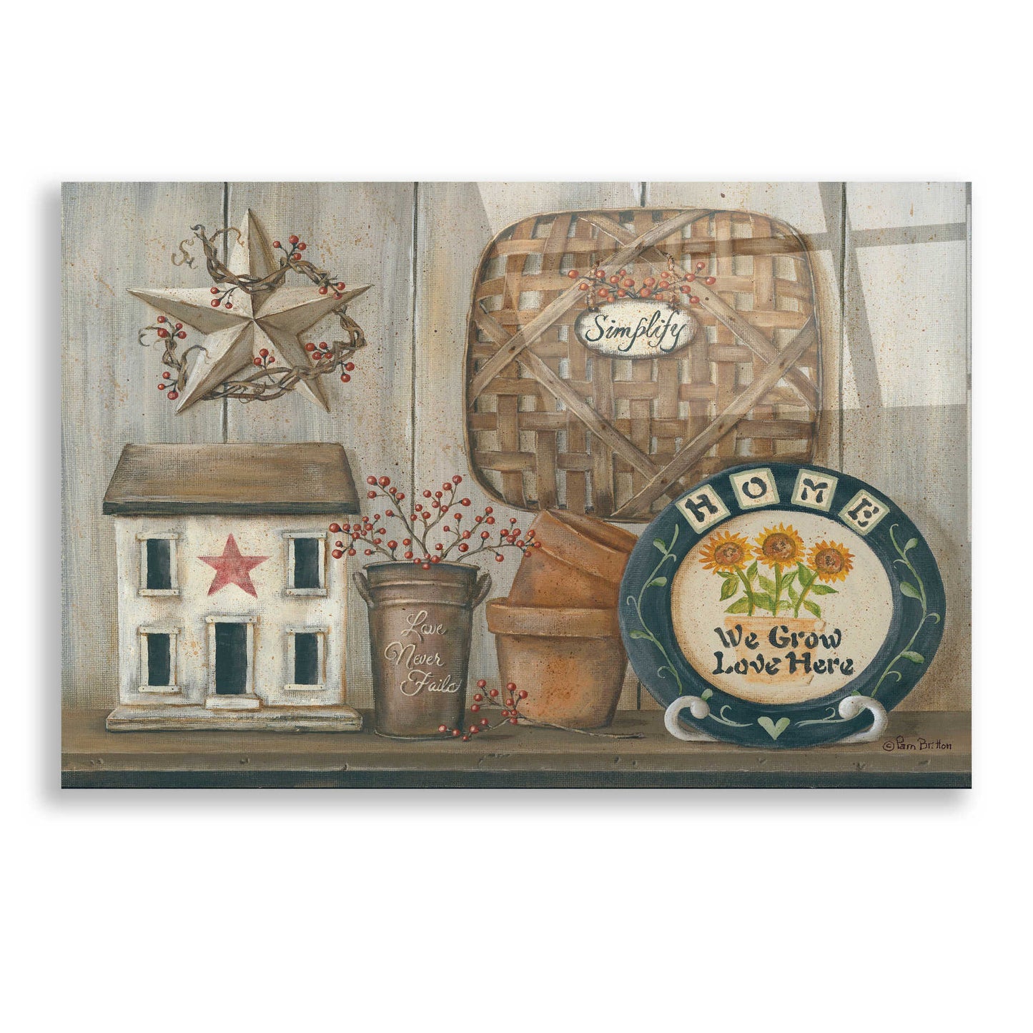 Epic Art 'Home Country Shelf' by Pam Britton, Acrylic Glass Wall Art,24x16