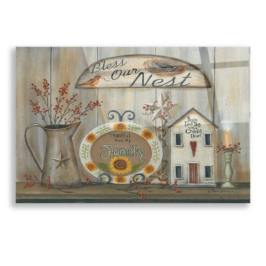 Epic Art 'Bless Our Nest Country Shelf' by Pam Britton, Acrylic Glass Wall Art