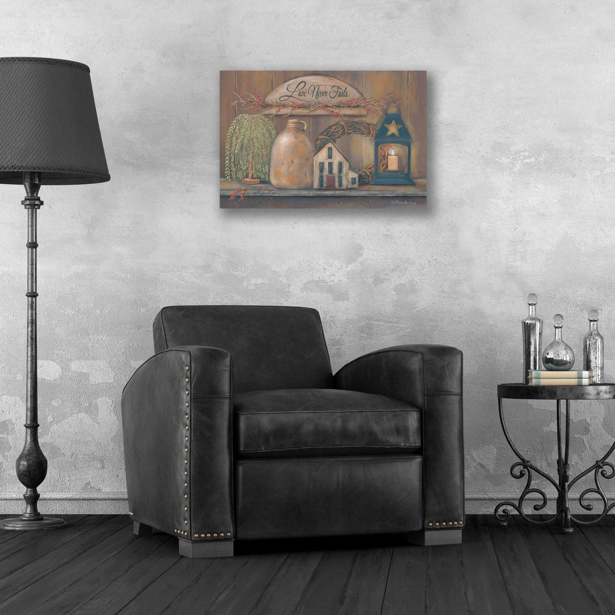 Epic Art 'Love Never Fails Shelf' by Pam Britton, Acrylic Glass Wall Art,24x16