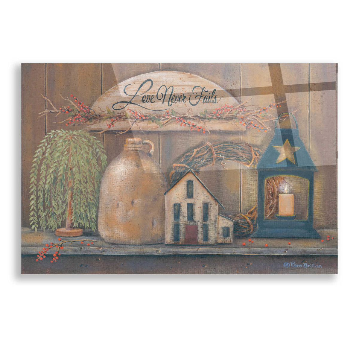 Epic Art 'Love Never Fails Shelf' by Pam Britton, Acrylic Glass Wall Art