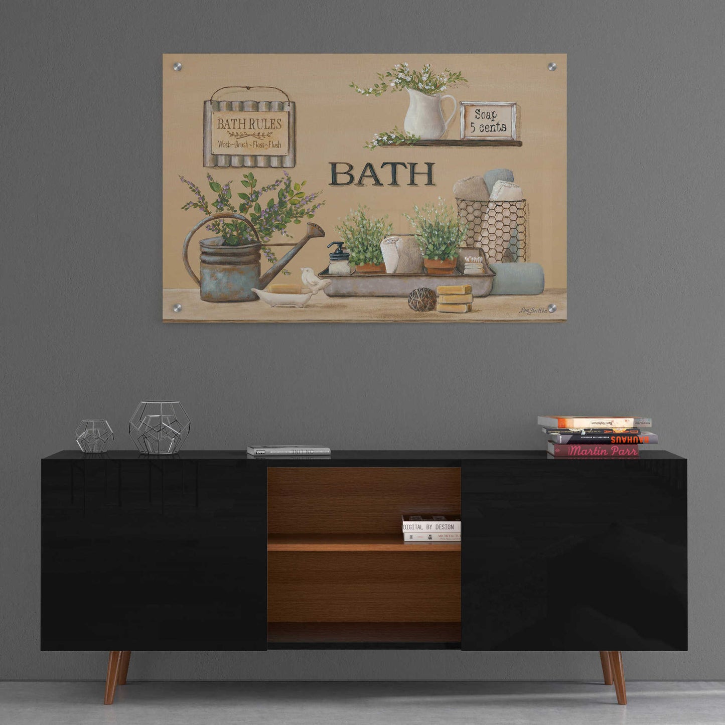 Epic Art 'Farmhouse Bath II' by Pam Britton, Acrylic Glass Wall Art,36x24