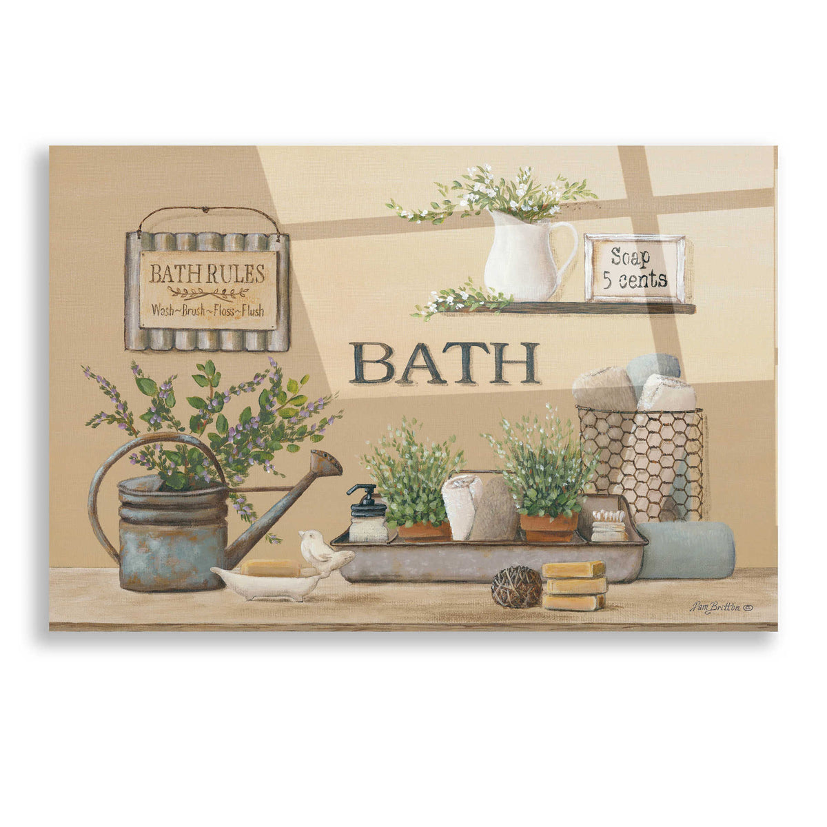 Epic Art 'Farmhouse Bath II' by Pam Britton, Acrylic Glass Wall Art