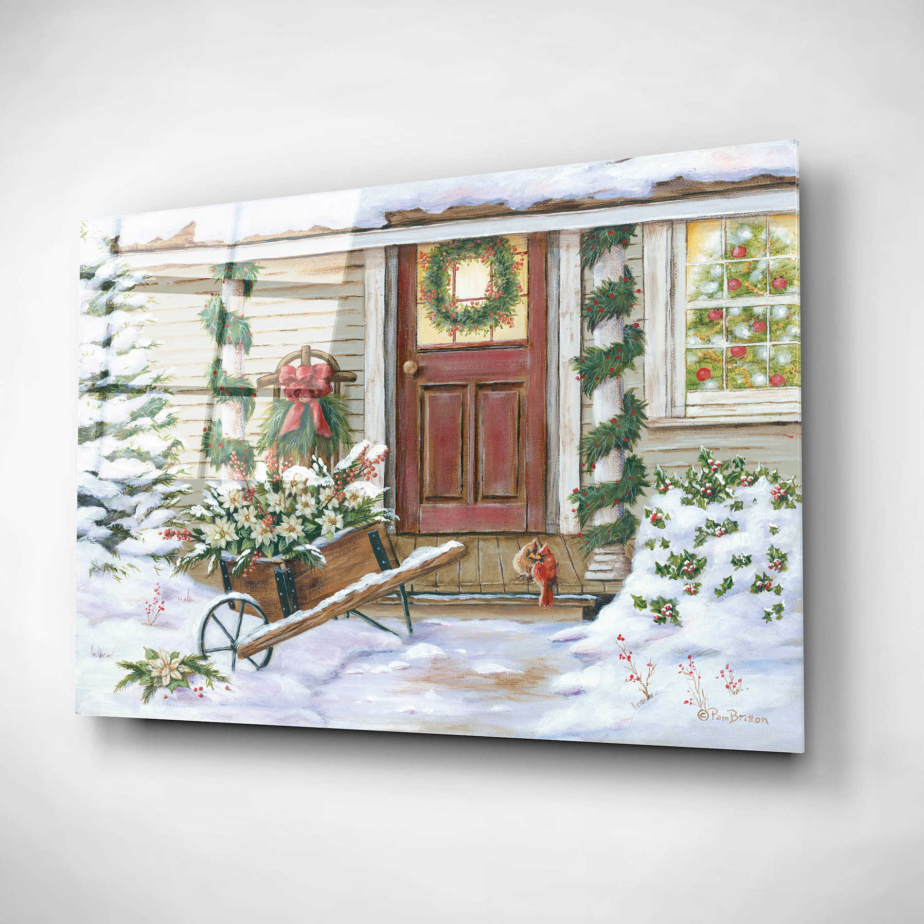Epic Art 'Holiday Porch' by Pam Britton, Acrylic Glass Wall Art,16x12