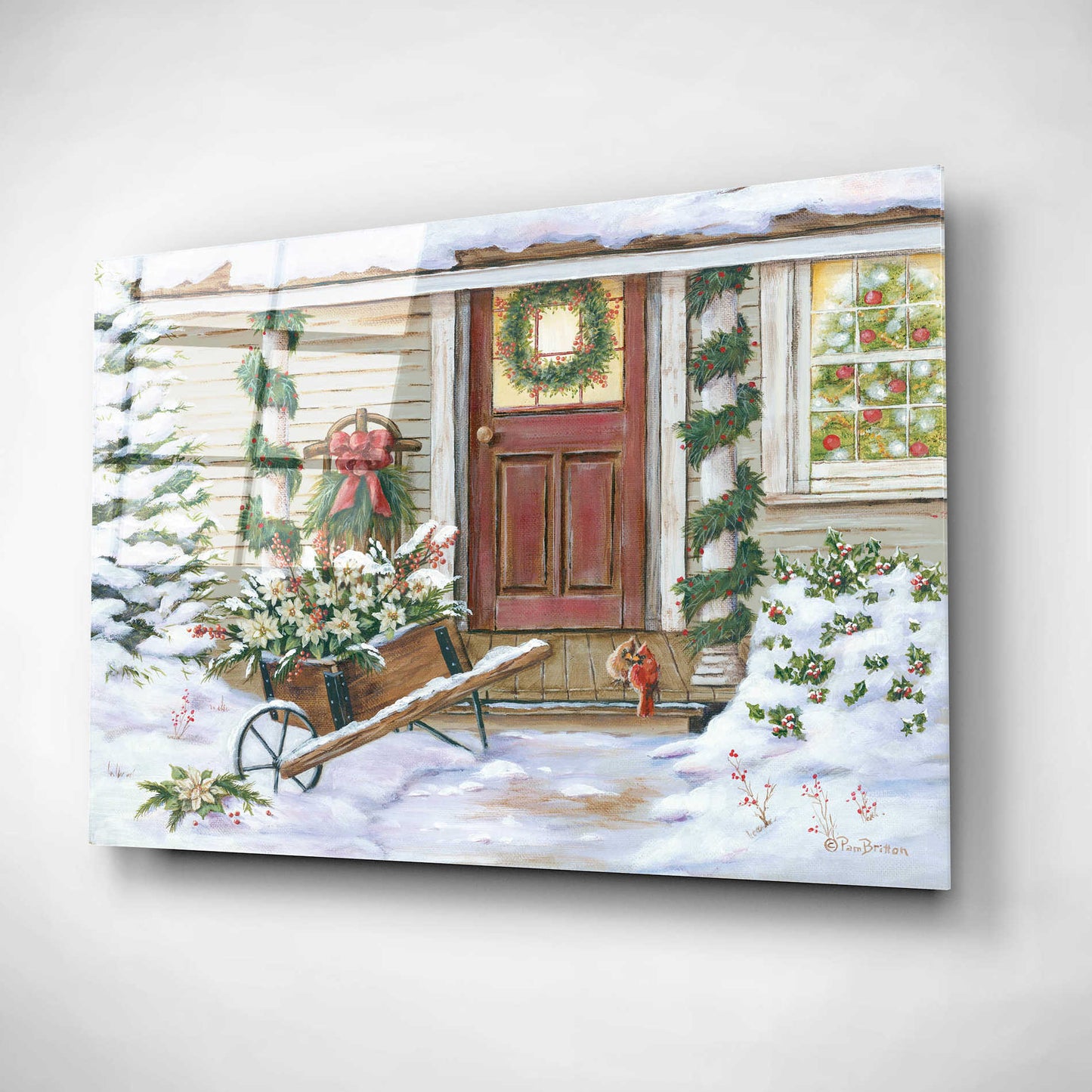 Epic Art 'Holiday Porch' by Pam Britton, Acrylic Glass Wall Art,24x16