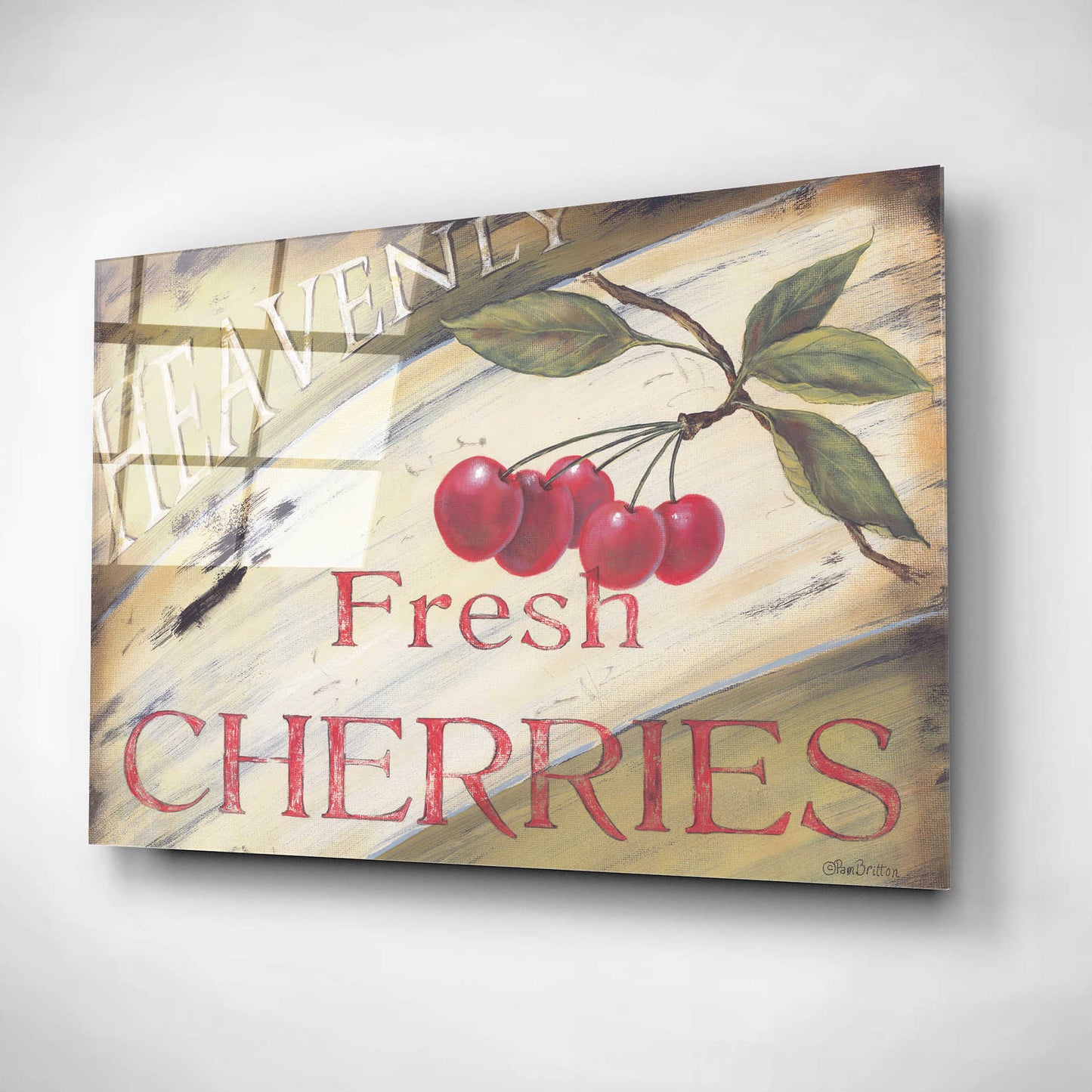 Epic Art 'Heavenly Cherries' by Pam Britton, Acrylic Glass Wall Art,16x12