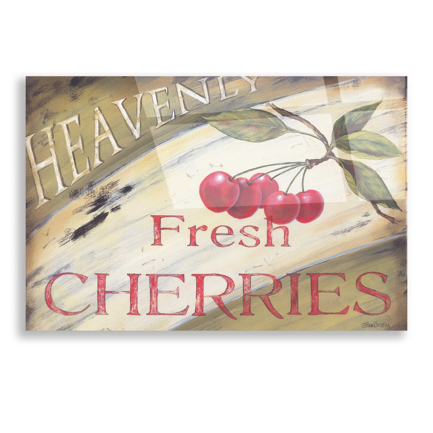 Epic Art 'Heavenly Cherries' by Pam Britton, Acrylic Glass Wall Art,16x12