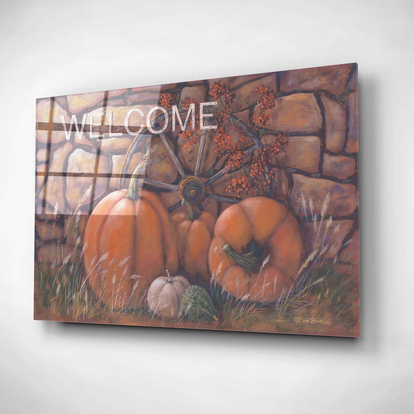 Epic Art 'Autumn Welcome' by Pam Britton, Acrylic Glass Wall Art,16x12