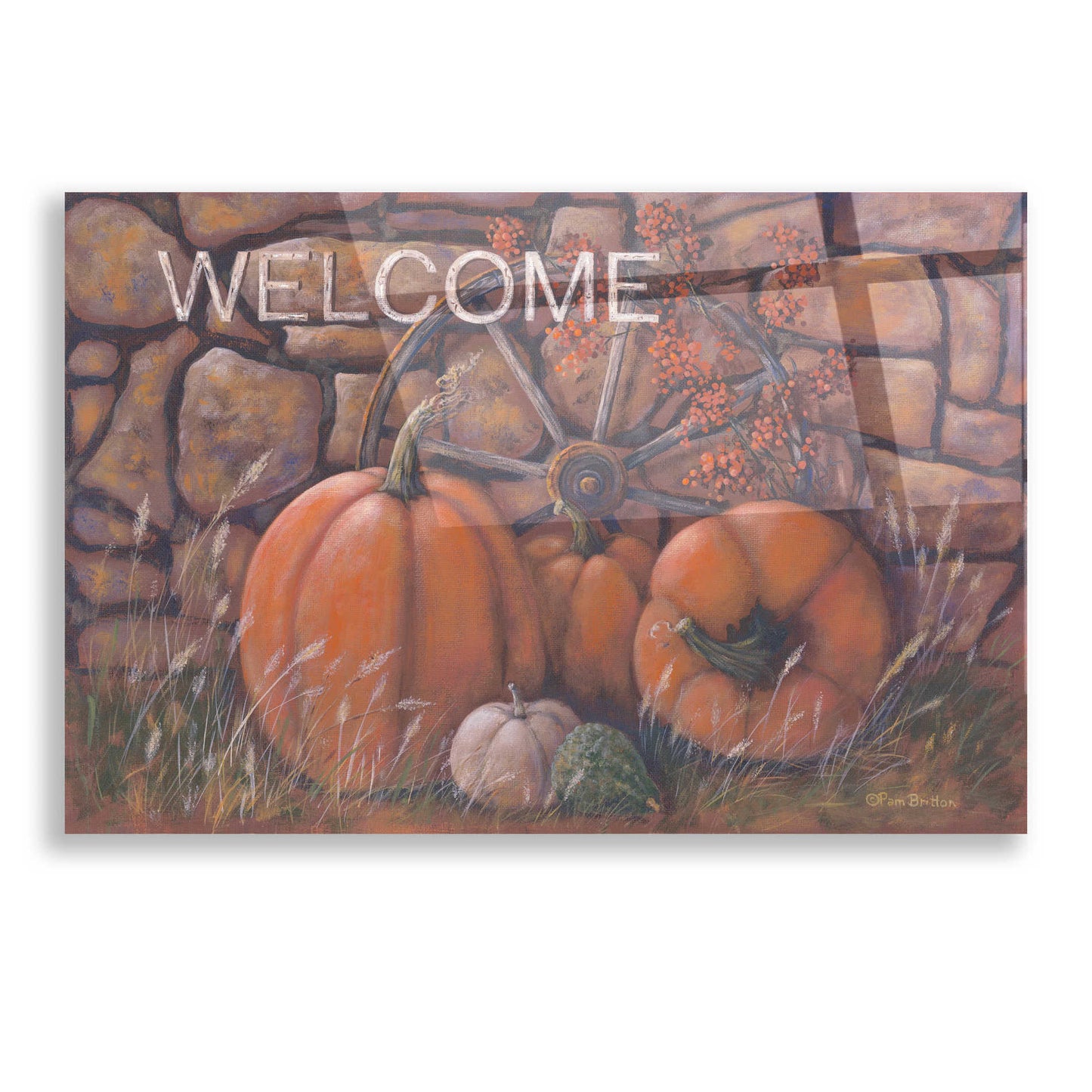 Epic Art 'Autumn Welcome' by Pam Britton, Acrylic Glass Wall Art,16x12