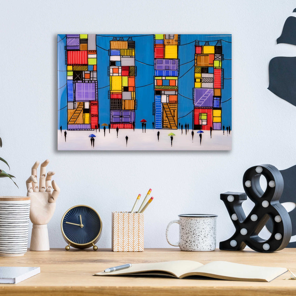 Epic Art 'Rainy Night Walk' by Ekaterina Ermilkina, Acrylic Glass Wall Art,16x12