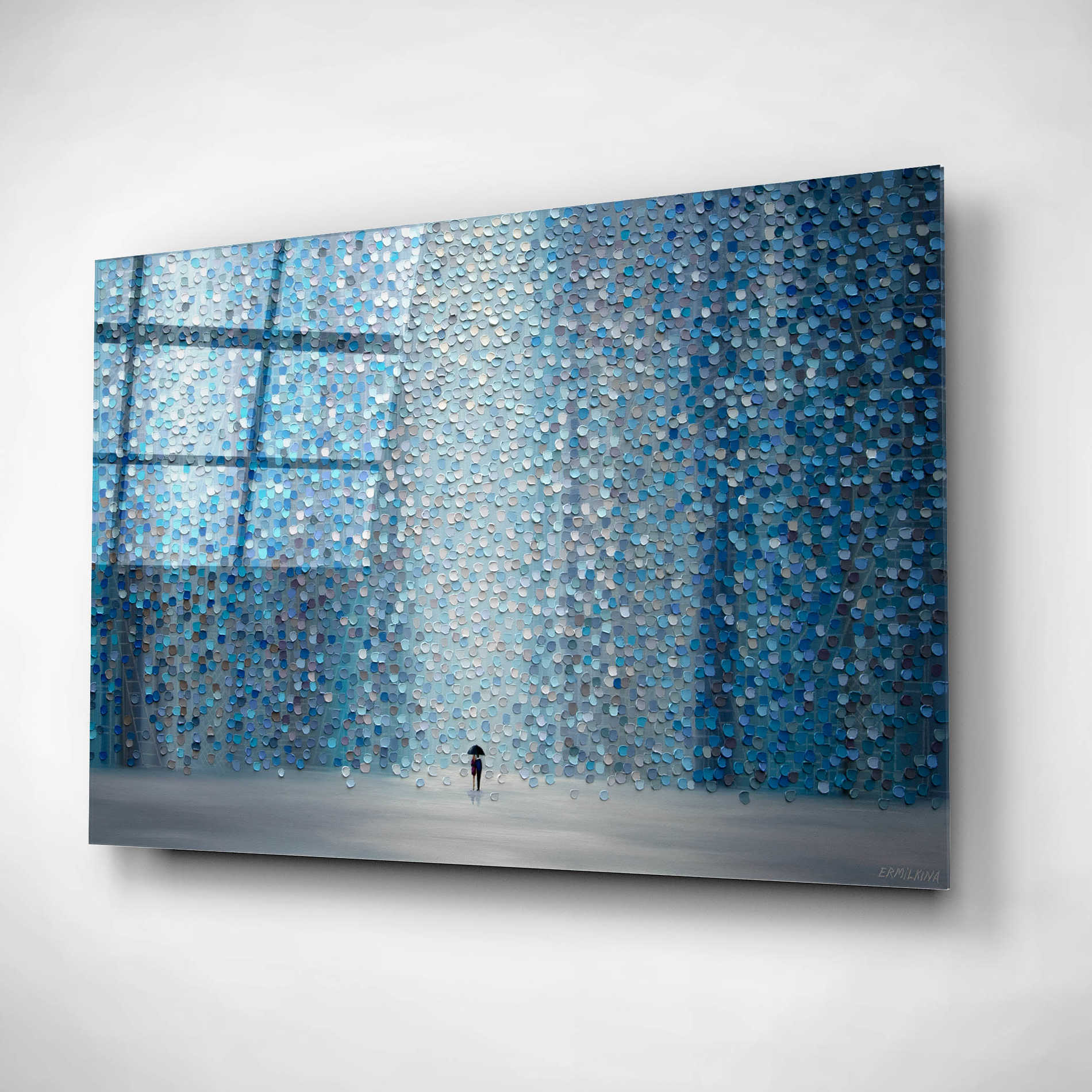 Epic Art 'Blue Rain' by Ekaterina Ermilkina, Acrylic Glass Wall Art,16x12